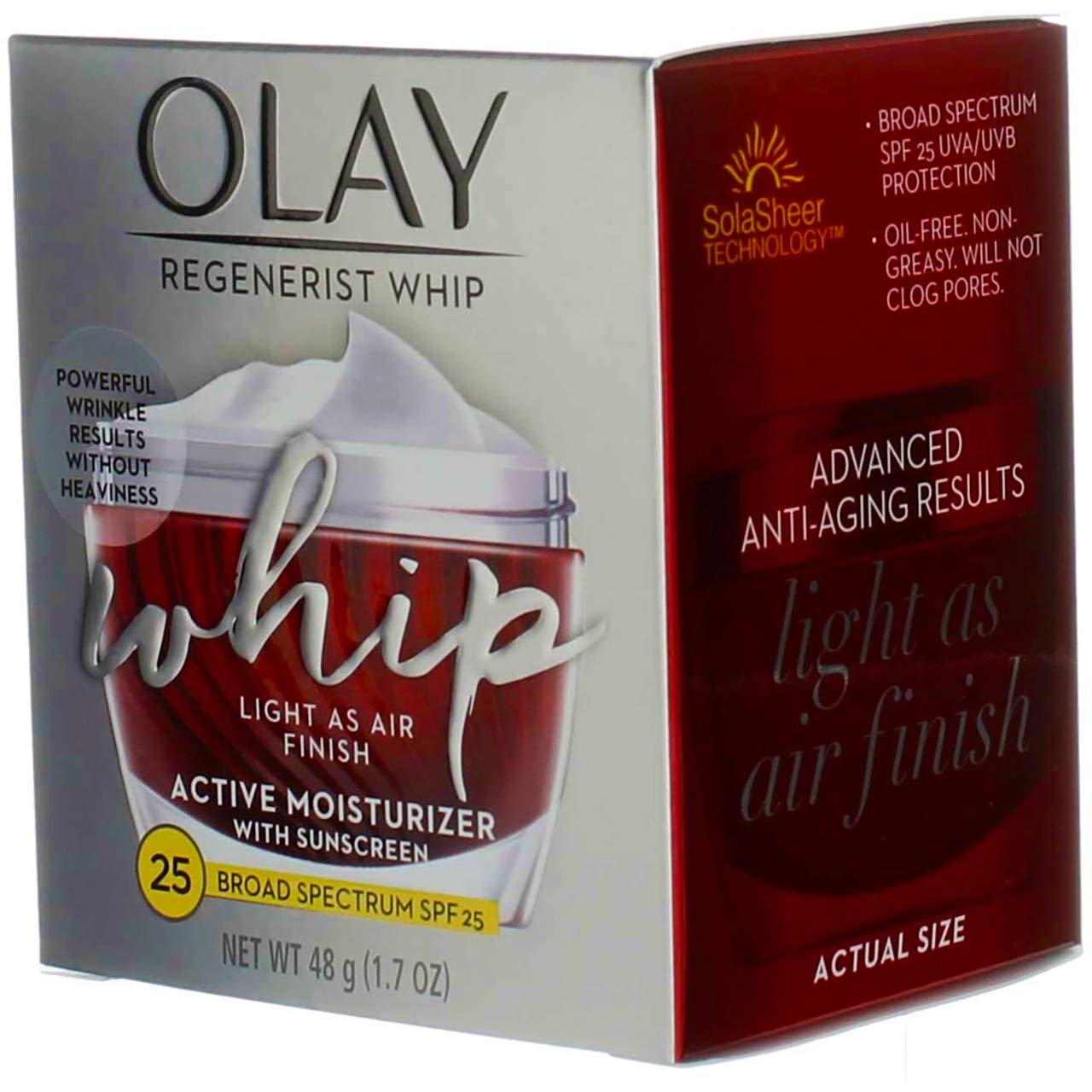 Olay Regenerist Whip Active Moisturizer Spf#25 1.7 Ounce Jar (50g) (2 Pack)