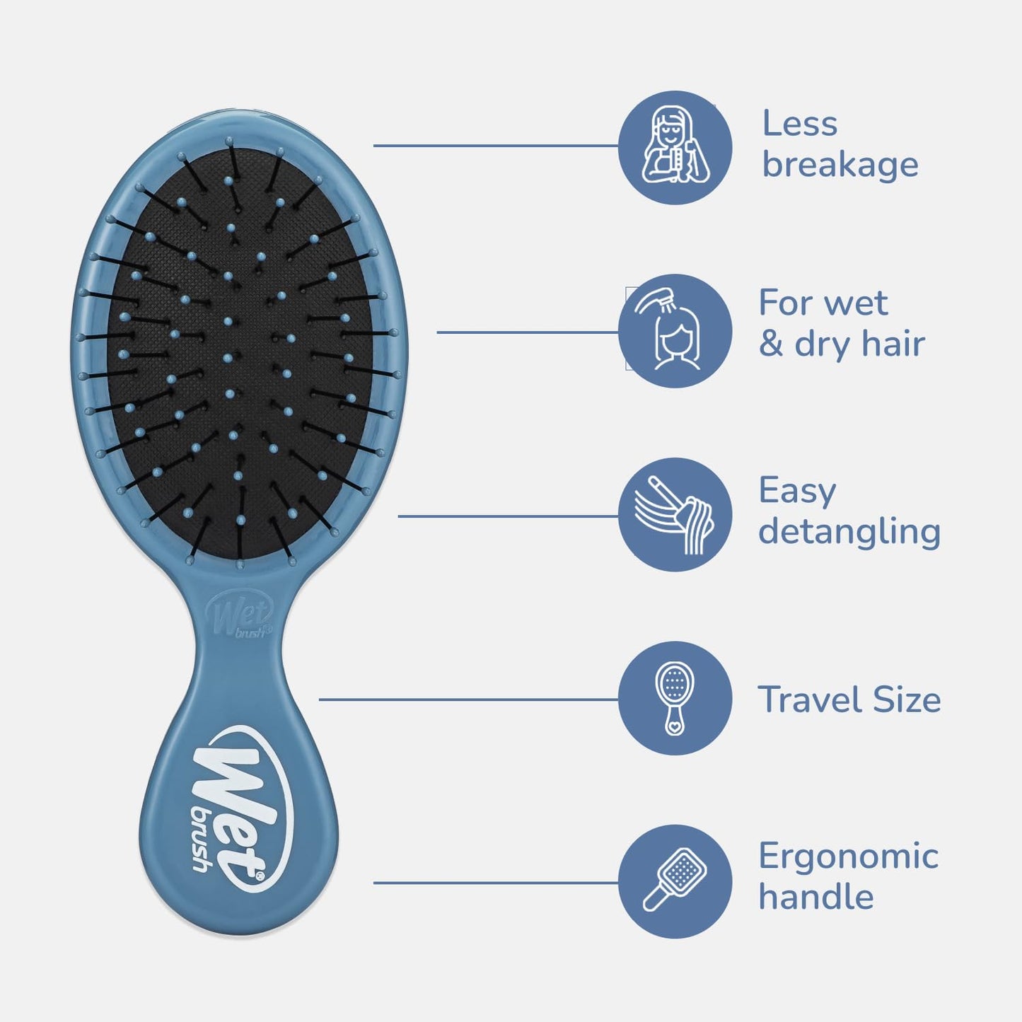 Wet Brush Mini Detangler Hair Brush, Elemental Blue, Detangling Travel Hairbrush, Ultra-Soft IntelliFlex Bristles Glide Through Tangles with Ease