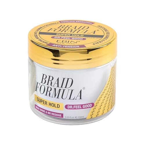 Braid Formula Dr. Feel Good Super Hold, 3.53fl. oz. | Menthol Infused to give Cooling Sensation, Smoothing with High Shine, Long Lasting Hold, Great