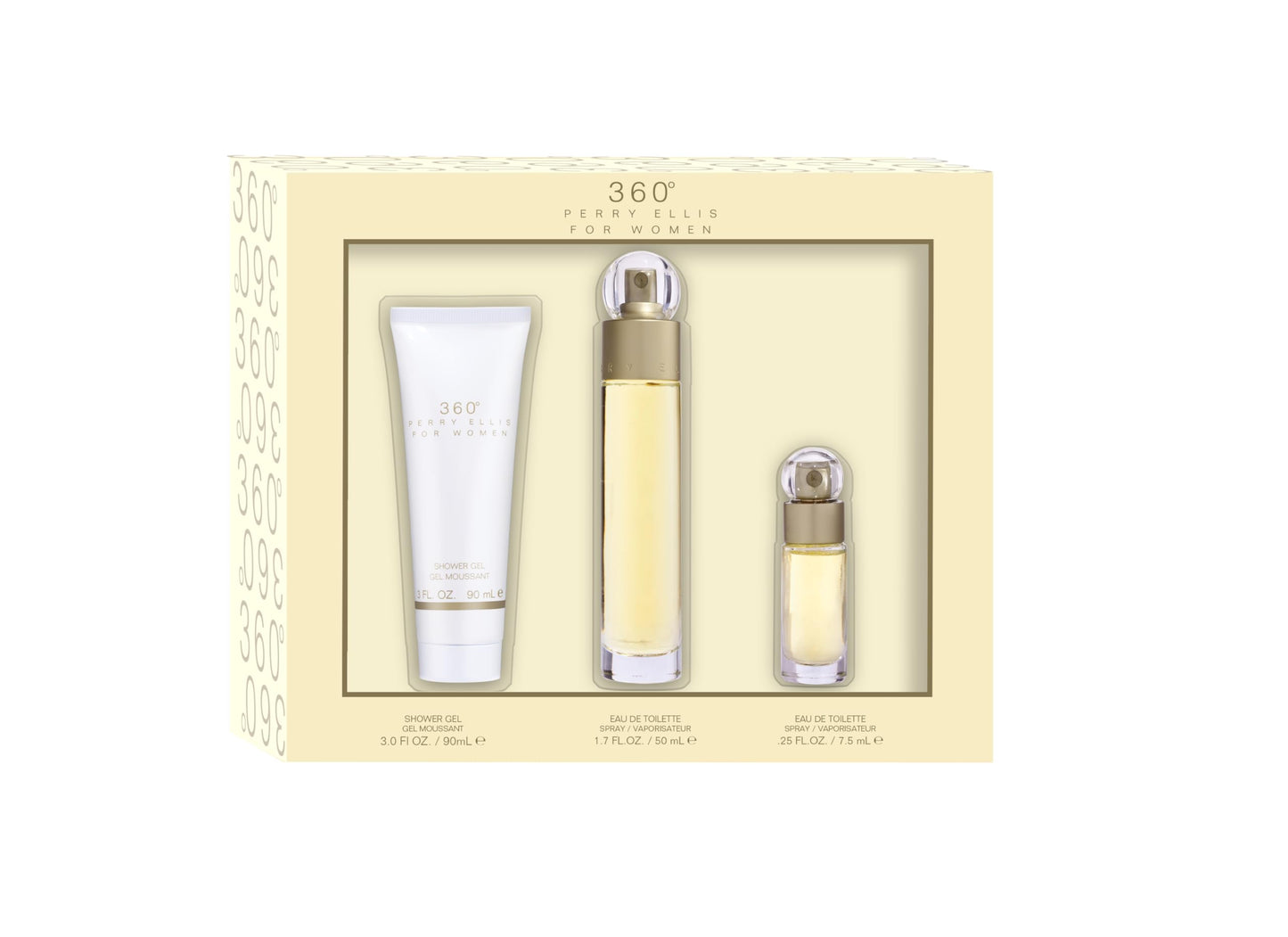 360 by Perry Ellis for Women - 3 Pc Gift Set 1.7oz EDT Spray, 3oz Shower Gel, 0.25oz EDT Spray (Mini)
