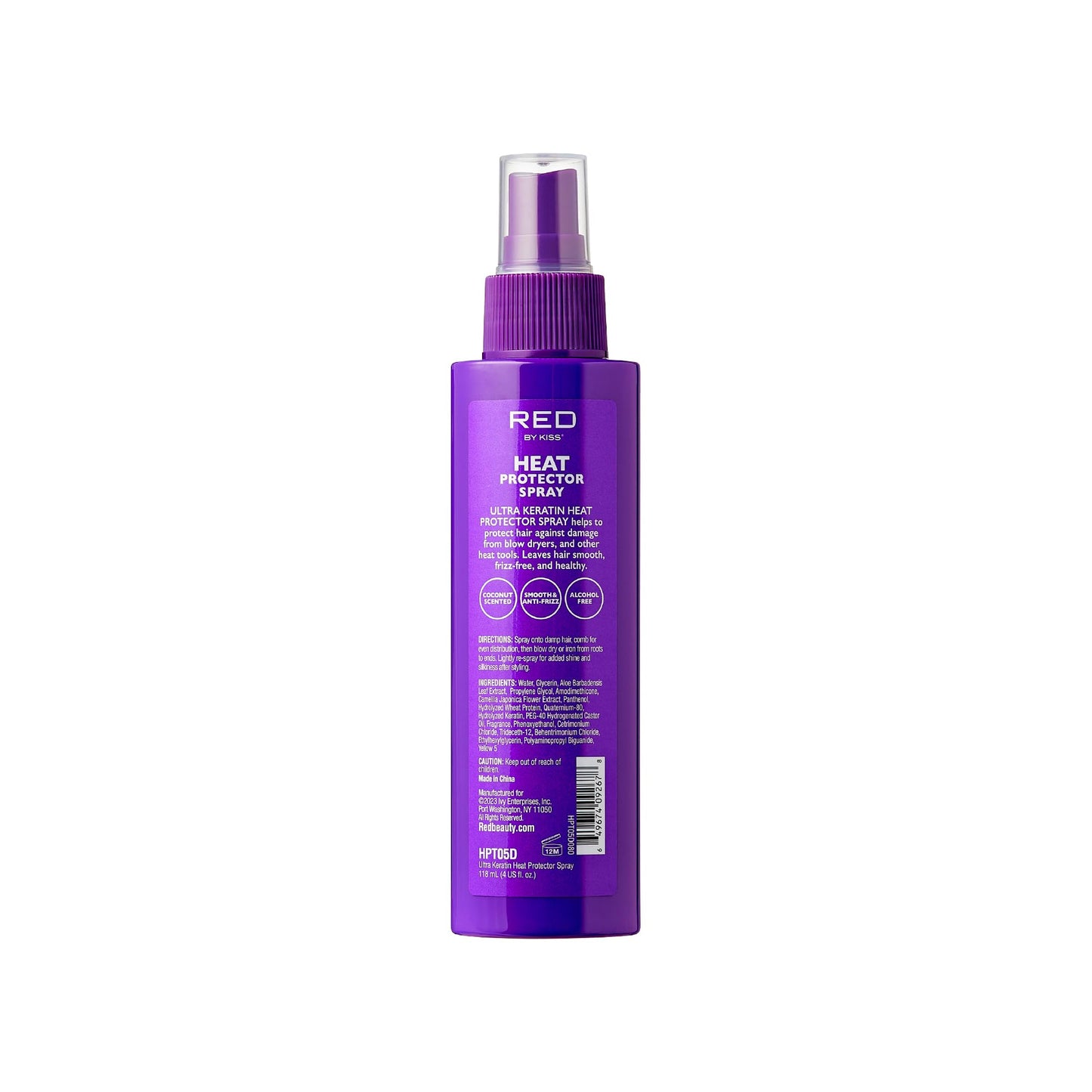 Red by Kiss Heat Protector, 4 Fl Oz - Ultra Keratin Spray for Thermal Protection, Enriched with Vitamin B5 & Keratin, Hydration, Strength, and Anti