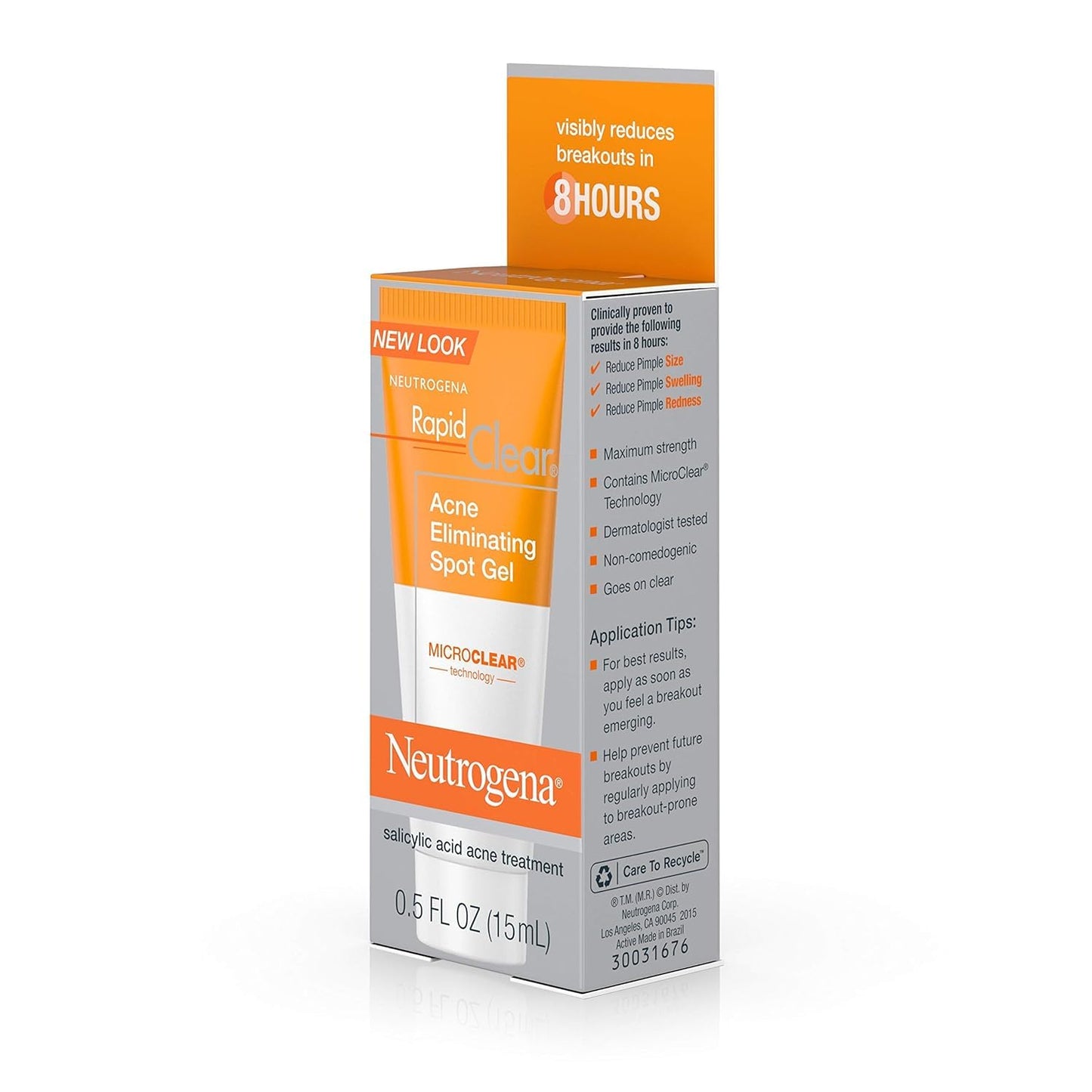 Neutrogena Rapid Clear Acne Eliminating Spot Treatment Gel with Witch Hazel and Salicylic Acid Acne Medicine for Acne-Prone Skin, 0.5 fl. oz