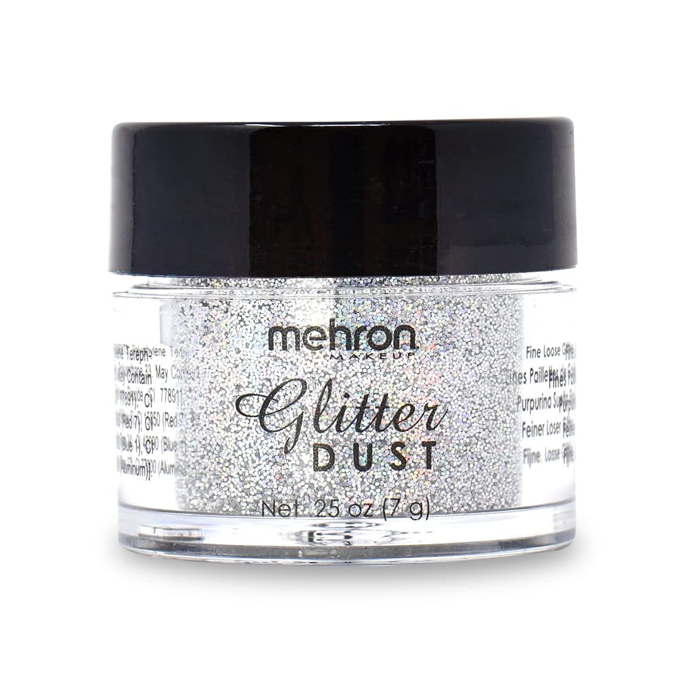 Mehron Makeup Paradise Glitter FX | Professional Cosmetic for Makeup & Art | Vibrant & Shimmering Loose Glitter .25 oz (7 g) (Holographic Silver)
