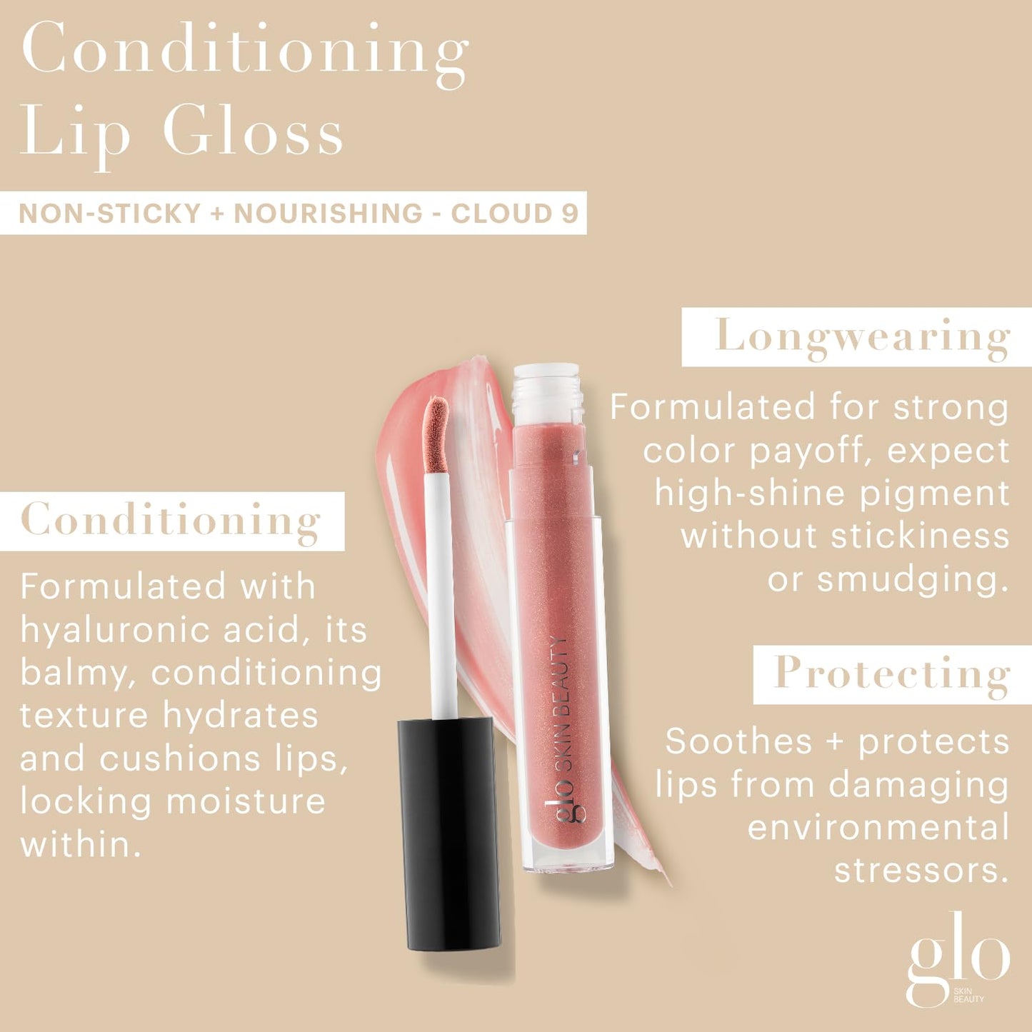 Glo Skin Beauty Conditioning Lip Gloss (Cloud 9) | Non-Sticky, Nourishing Lip Glosses Packed with Skincare Benefits