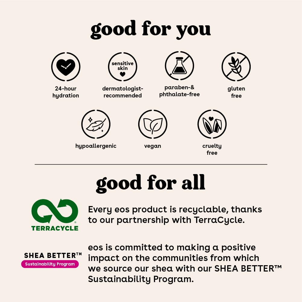 eos Shea Better Body Lotion Coconut Waters 16oz – 24H Moisture, Lightweight & Non-Greasy, Natural Shea, Vegan Coconut Body Lotion