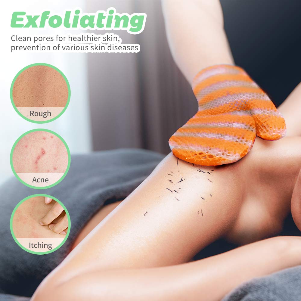 ANMONE Honeycomb Exfoliating Glove [Yellow 1Pack] TPU Honeycomb Bath Mitt,Rapid Foaming Quick Drying Unisex Face and Body Scrubs