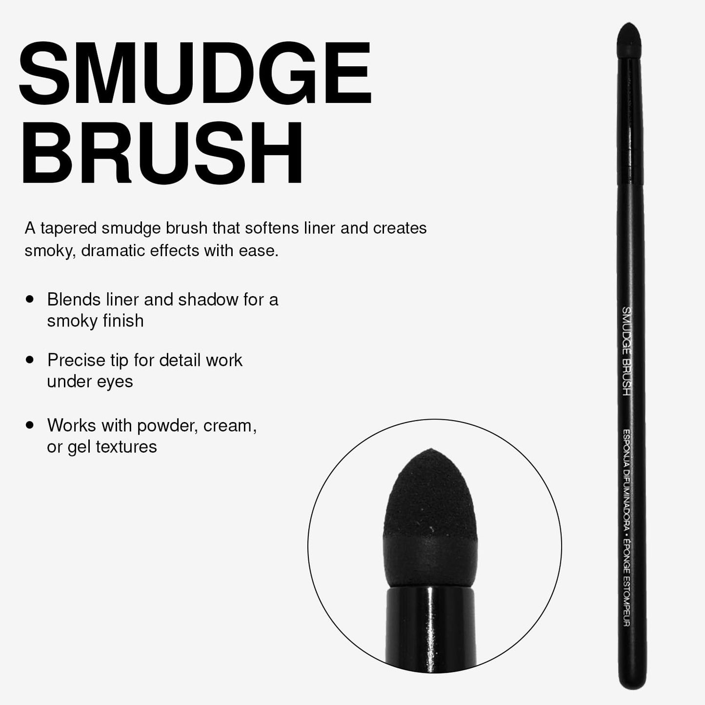 Palladio Smudge Brush, Pointed Sponge Applicator Flawless Blending, Smooth Finish, Synthetic Sponge, Soft Feel, Comfortable Grip, Professional