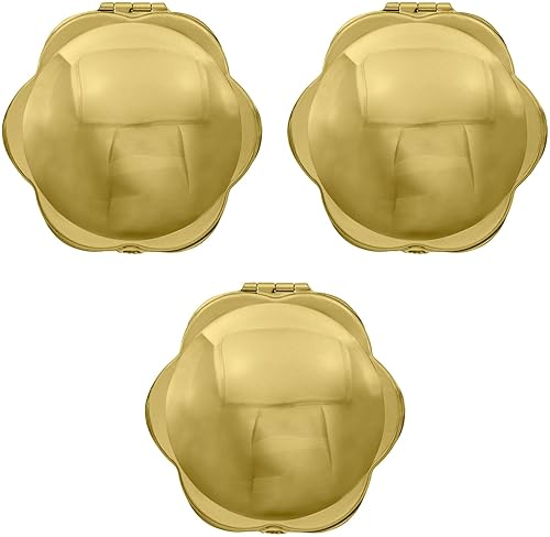 Stephanie Imports Set of 3 Double Sided Magnifying Compact Mirrors (Gold, Rounded Hexagon)
