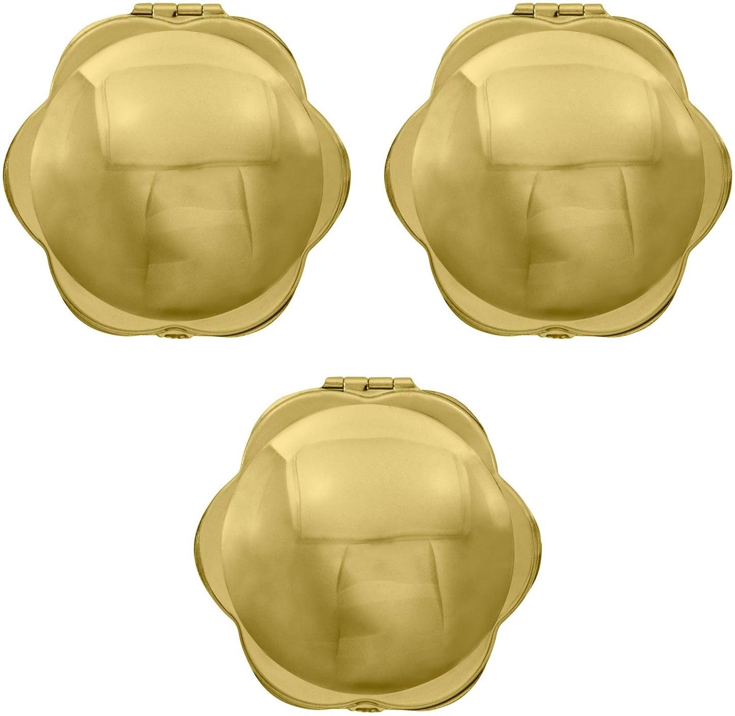 Stephanie Imports Set of 3 Double Sided Magnifying Compact Mirrors (Gold, Rounded Hexagon)