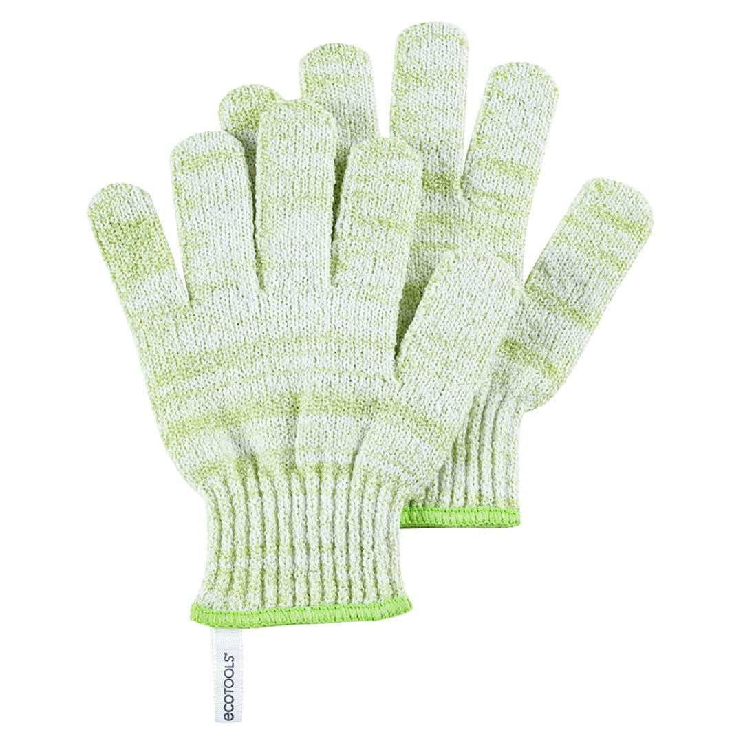 EcoTools Bath + Shower Gloves 6 Pack, Exfoliating Gloves Remove Dead Skin & Cleanse The Whole Body, Bath Gloves To Scrub & Hydrate, Self-Tanner