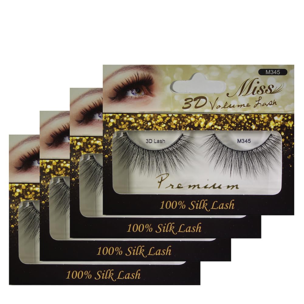 "4 Pairs" of Miss 3D Volume Tapered False Eyelash Extension M345