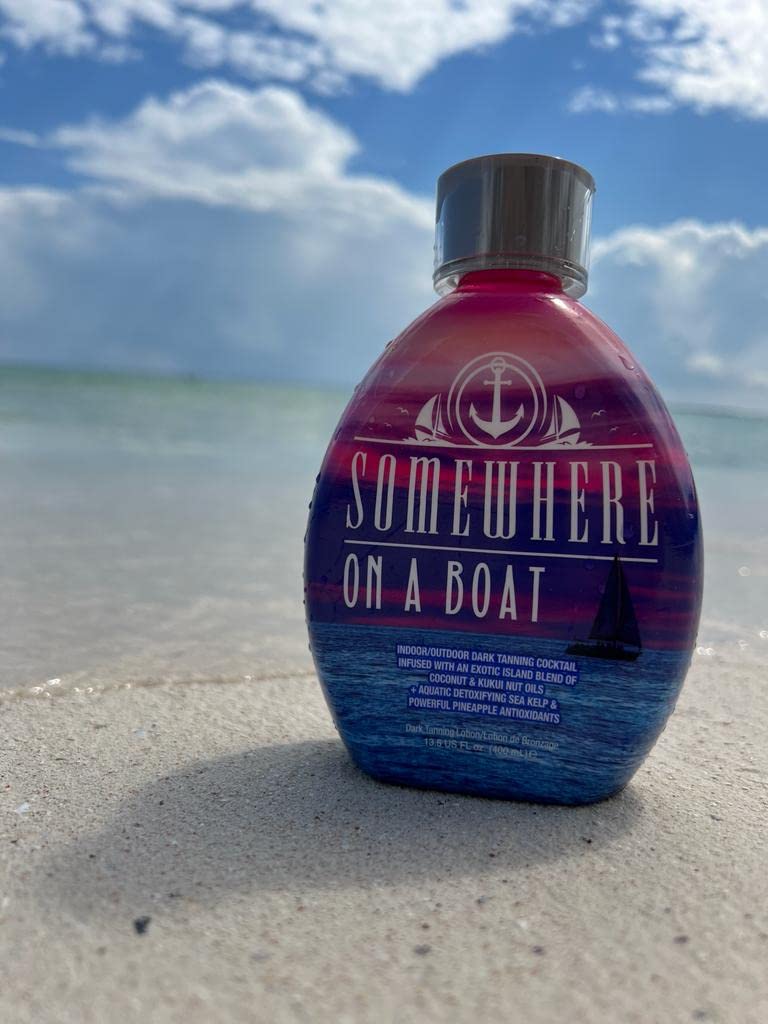 Somewhere On A Boat Tanning Lotion for Indoor Tanning Beds/Outdoor Sun Tan Dark Tanning Bed Lotion w/Coconut Oil, Pineapple & Shea Butter 13.5oz