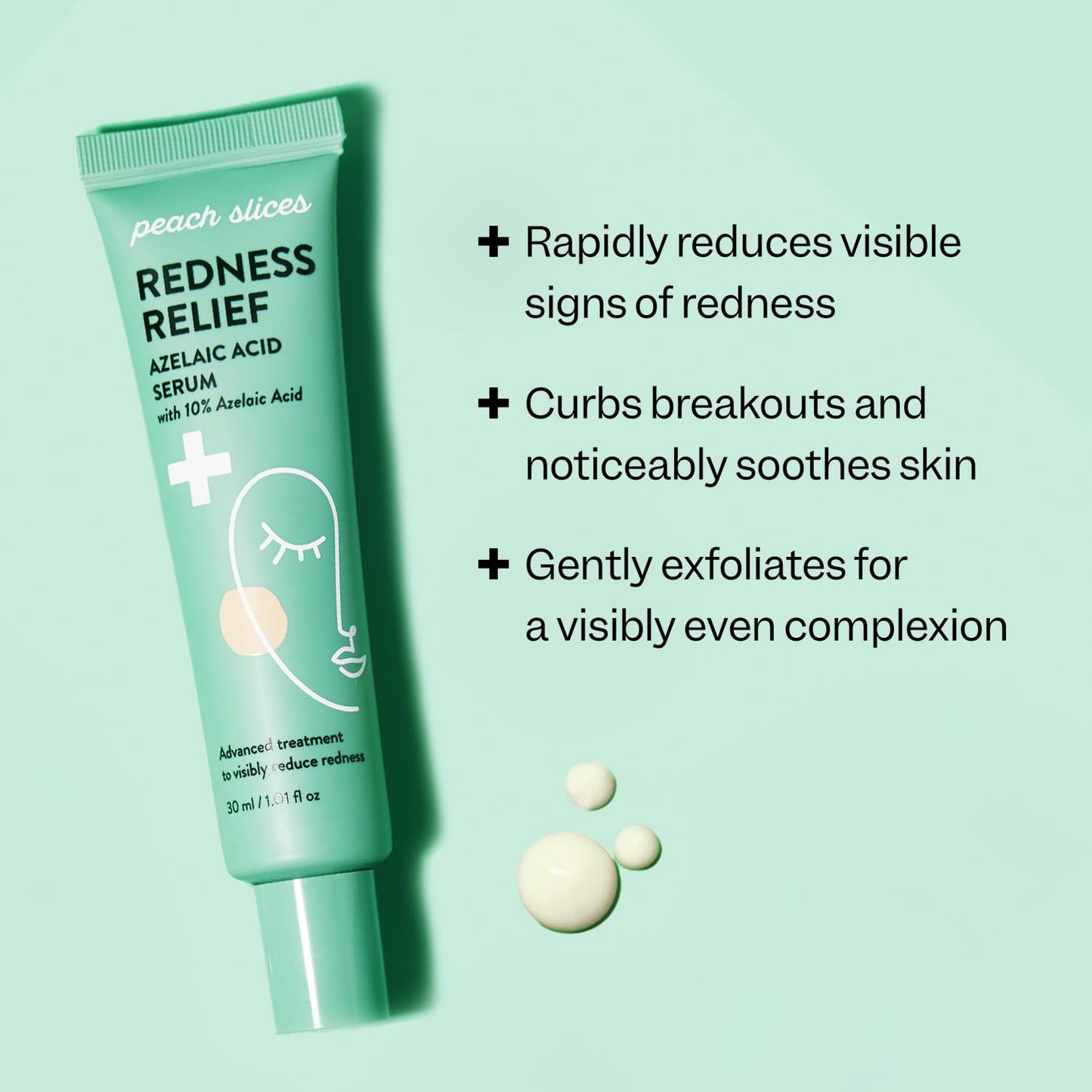 Peach Slices - Redness Relief 10% Azelaic Acid Serum (1.01 oz) - Advanced Skincare - Includes Panthenol, Cica, Algae - Vegan, Cruelty-Free, Korean Beauty and Personal Care Peach Slices