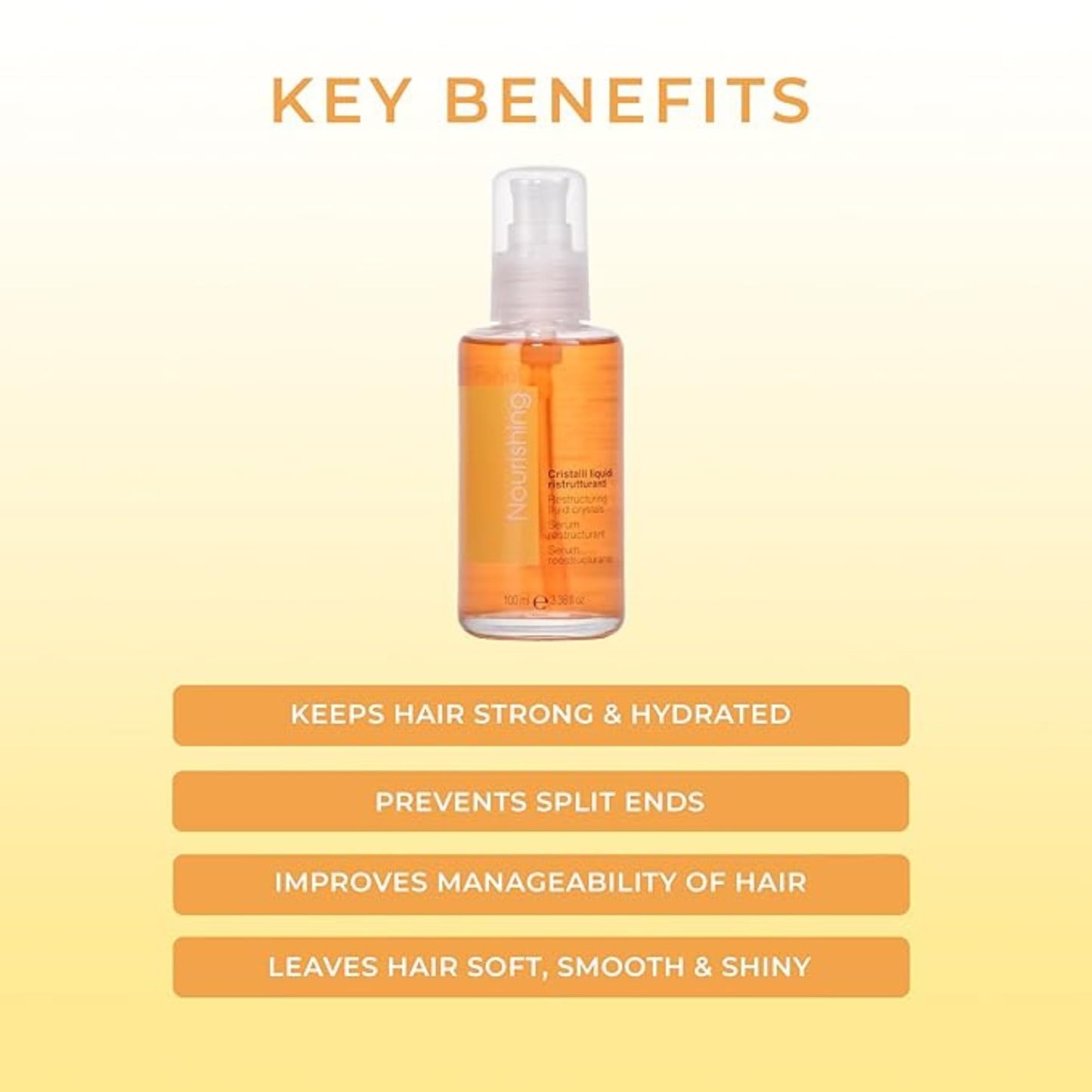 Fanola Restructuring Anti Frizz Hair Serum - Liquid Crystals Hair Care Enriched with Aloe Vera & Linseed Oil for Split End Repair - Strengthens