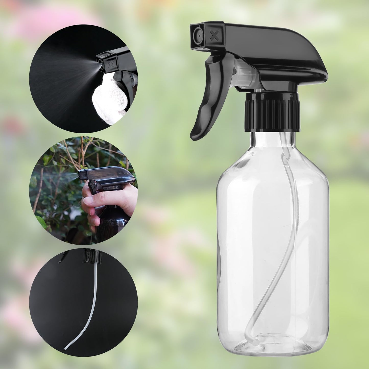Arkeiliy 2-Pack Leakproof Spray Bottles (300ml/10oz) - Adjustable Nozzle for Fine Mist & Jet Stream | Premium Refillable Plastic Bottles for Hair Beauty and Personal Care Arkeiliy