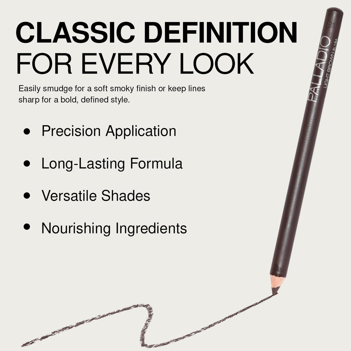 Palladio Wooden Eyeliner Pencil, Thin Pencil Shape, Easy Application, Firm yet Smooth Formula, Perfectly Outlined Eyes, Contour and Line, Long