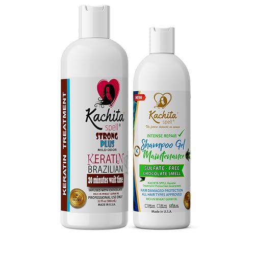 Kit NEW Brazilian Keratin Blowout Treatment Kachita Spell Chocolate 32 fl oz + Shampoo Conditioner for Keratin Treatments