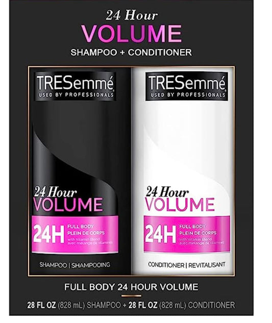 TRESemmé 24 Hour Volume Shampoo Formulated with Pro Style Technology 28 oz Bundle with TRESemmé 24 Hour Volume Conditioner For Fine Hair Formulated
