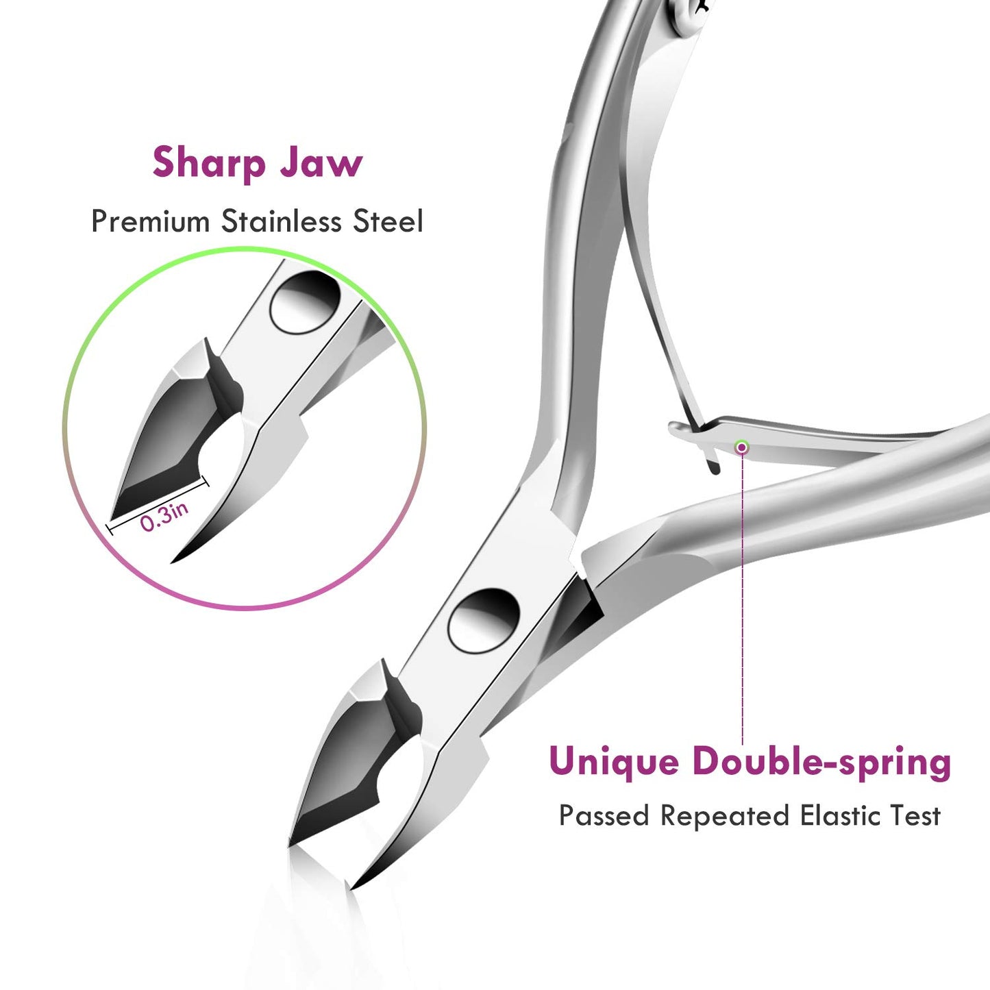 Cuticle Trimmer Cuticle Remover with Cuticle Pusher, XUNXMAS Professional Stainless Steel Durable Pedicure Manicure Tools Cutter Nipper Scissor