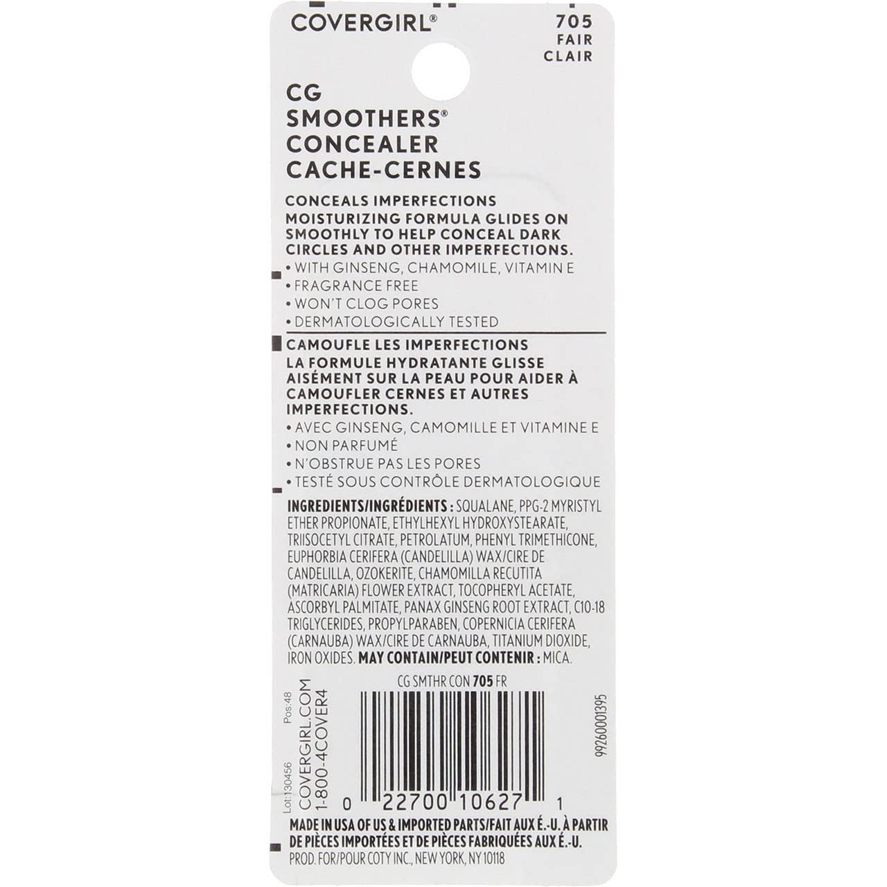 CoverGirl Smoothers Concealer, Fair [705], 0.14 oz (Pack of 10)