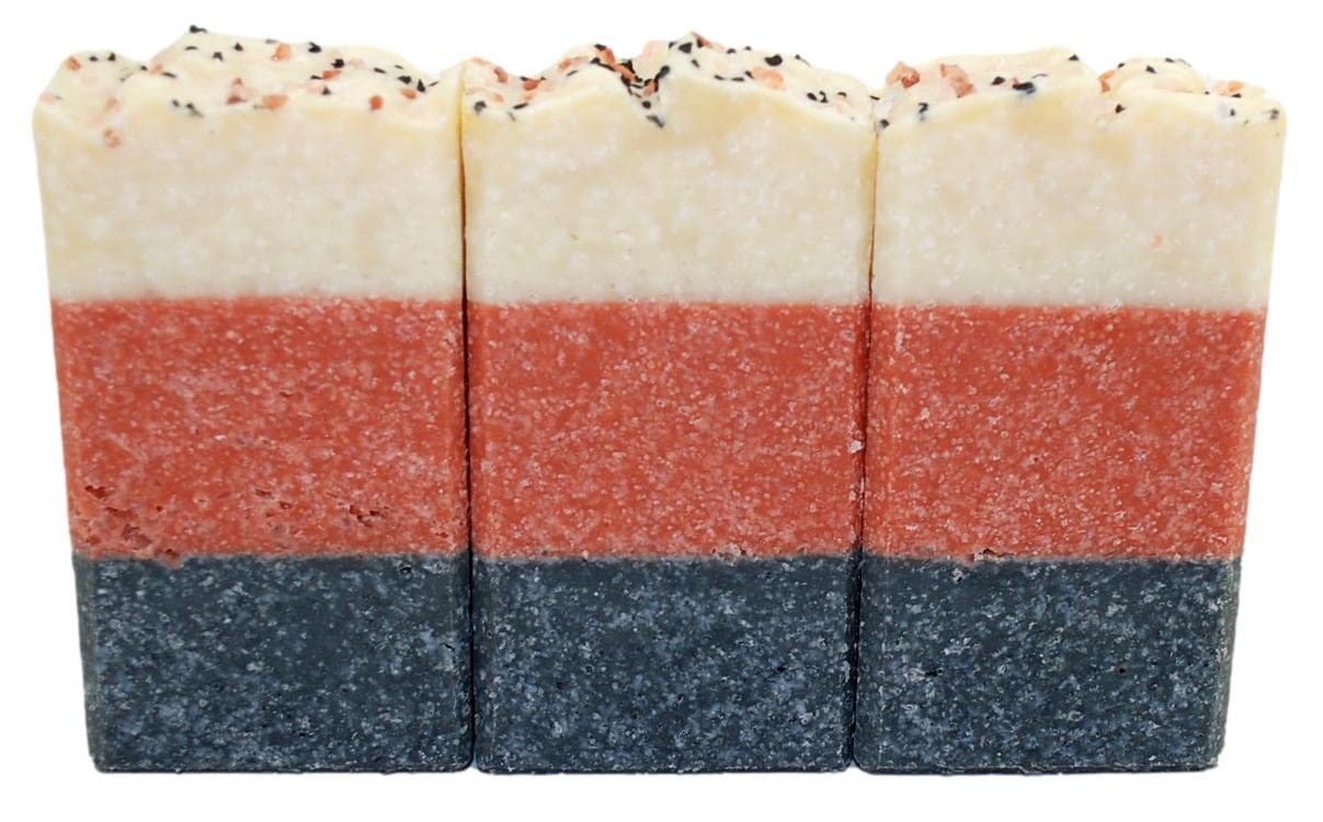 Traverse Bay Bath and Body,Three salts all natural handmade cold process bar soap, essential oil soap. 3 bar pack 16 + oz. Made in the USA