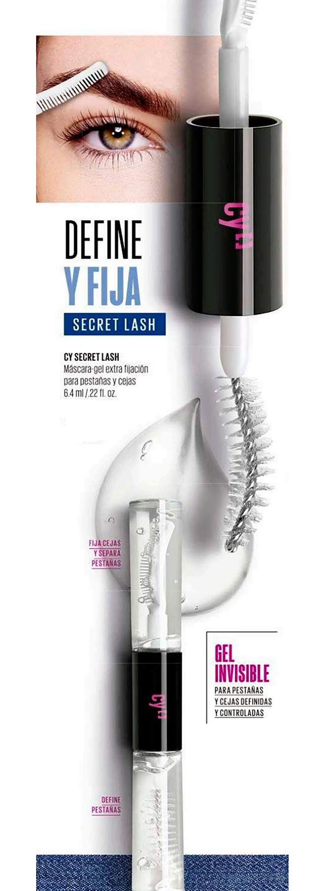 Cyzone Cy Secret Lash Gel Mascara for Eyelashes and Brows, Separate and Define Eyelashes and Gently Brush the Eyebrows.20 oz