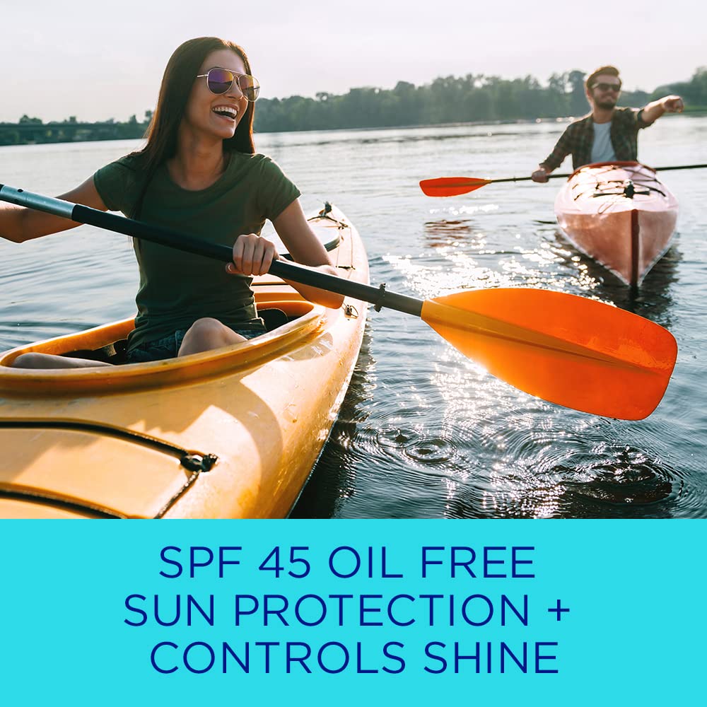 Coppertone Oil Free + Shine Control Sunscreen Face Lotion SPF 45, Lightweight Sunscreen for All Skin Tones, Won't Clog Pores, Fragrance Free, 2.5 Fl