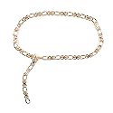 Sam Edelman Women's Fully Adjustable Double-E Logo Chain Link Dress Belt, Gold, Large
