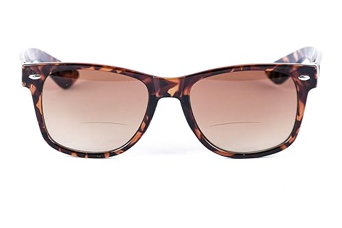 Classic Style Bifocal Reading Sunglasses for Men and Women, Outdoor Sun Readers - Hard Carrying Case Included (Tortoise 2.5)