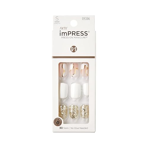 Kiss Impress Press-On Manicure Fake Nails - Astound, Short, Square, White, Easy Press On, Chip Proof, Smudge Proof, Waterproof, No Dry Time Beauty & Personal Care imPRESS