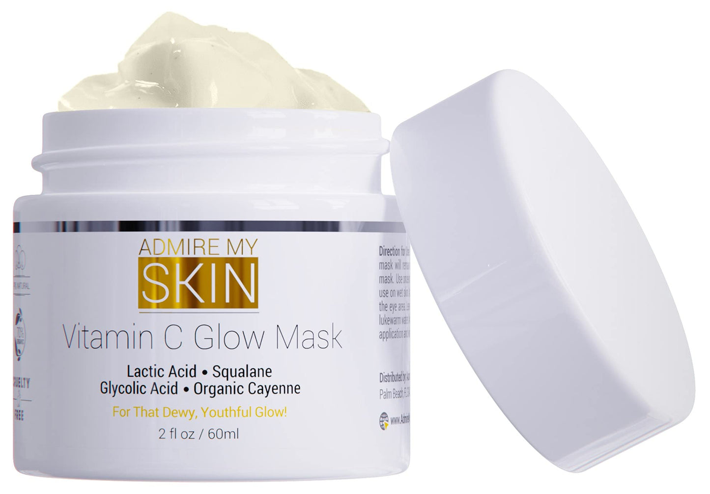 Vitamin C Mask for Face - Brightening Face Masks Skin Care Contains Glycolic Acid and Lactic Acid + Squalane Oil - Hydrating Beauty Face Mask