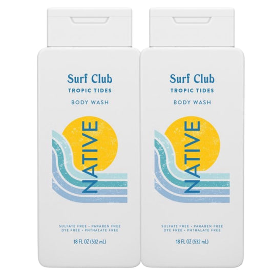 Native Surf Club Tropic Tides Body Wash, Crisp Juniper & Sea Salt Breeze, Sulfate Free, 18 fl oz, 2 Pack (Tropic Tides)