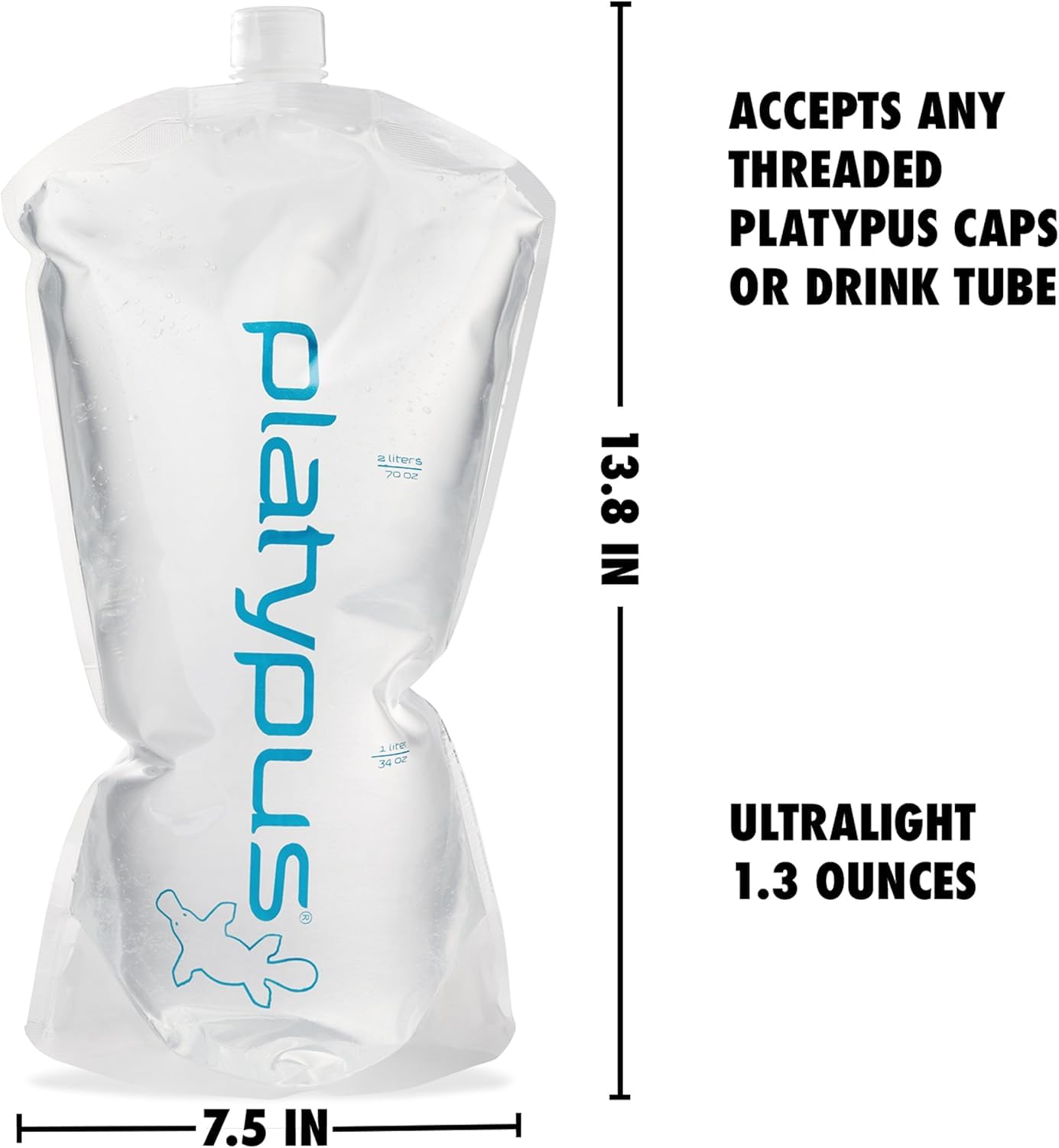 Platypus Platy 2-Liter Ultralight Collapsible Backpacking Water Bottle