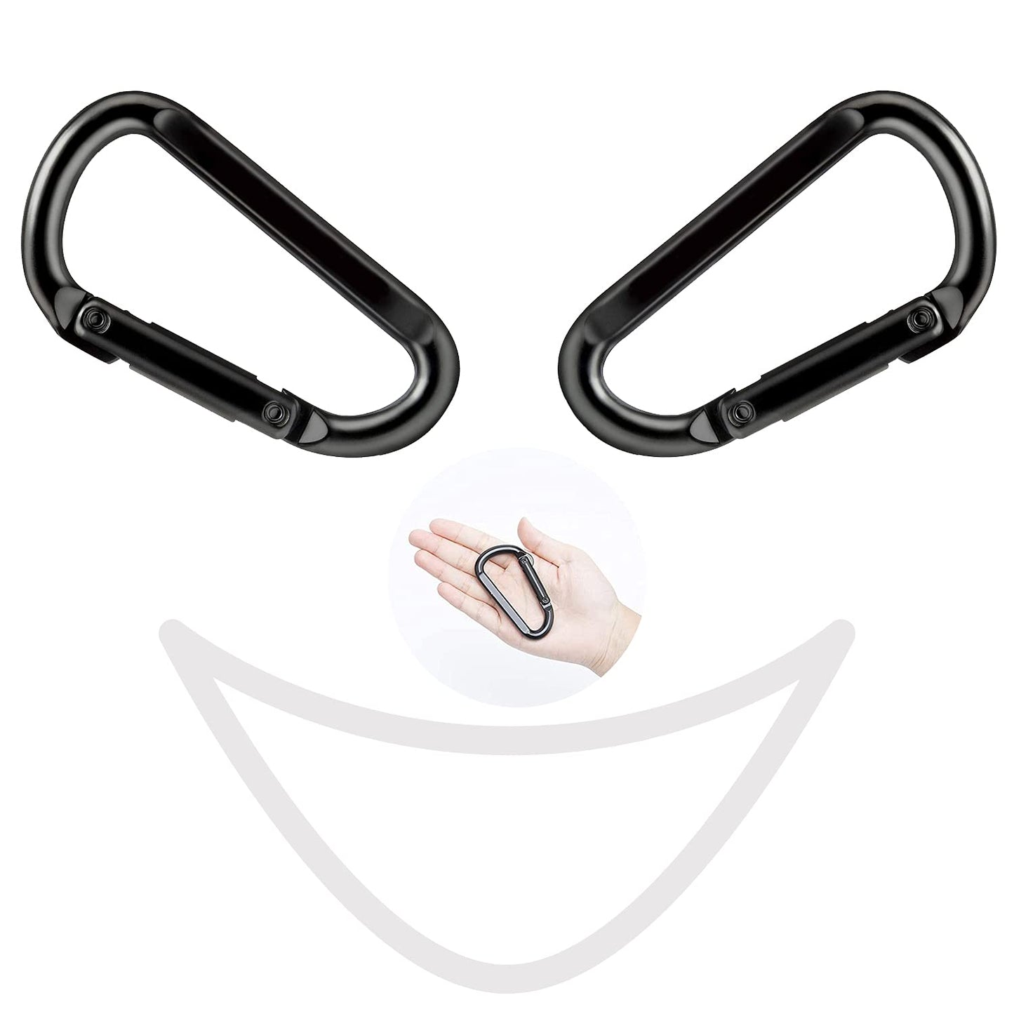 EZYA Heavy Duty Carabiner Clips 860lbs - 3" Iron D-Ring Keychain Hooks for Keys, Gym, Camping, Hiking, Backpacks, Hammocks, Outdoor Gear Accessories