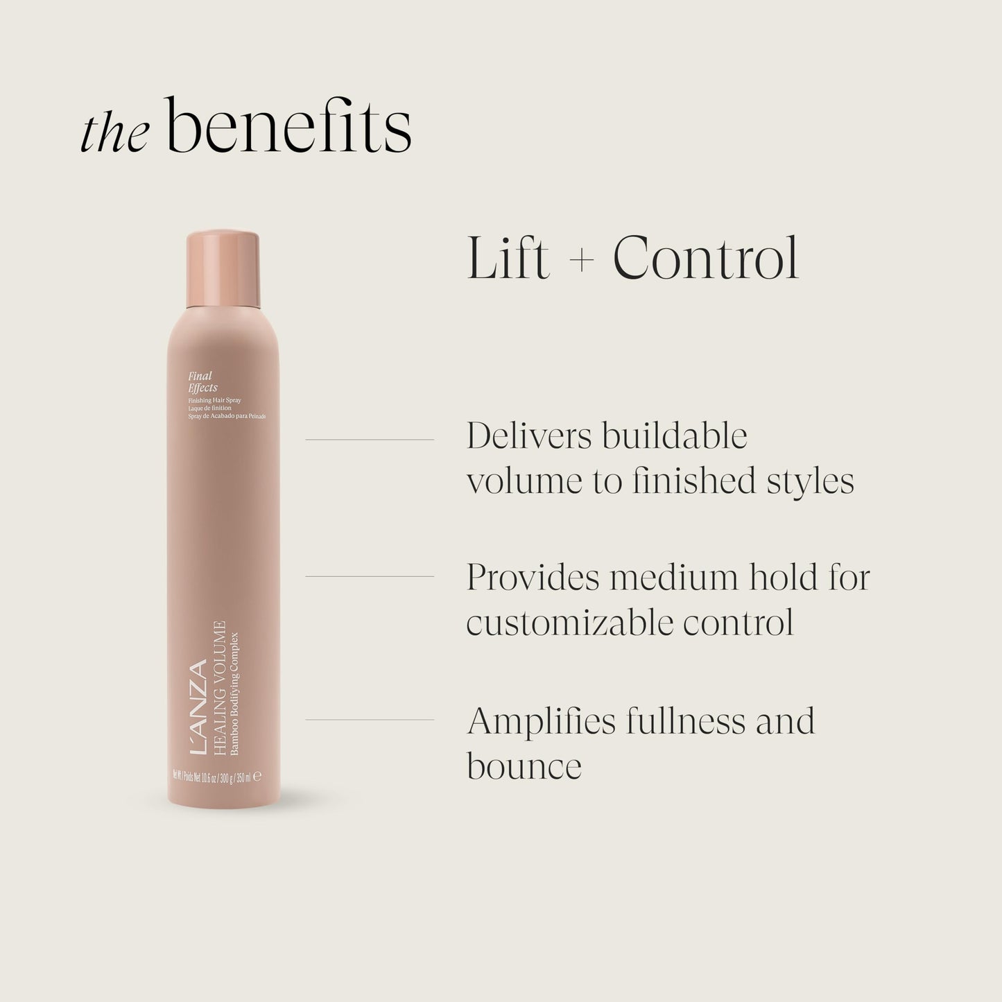 L'ANZA Healing Volume Final Effects Hair Spray with Strong Hold Effect, Boosts Shine, Volume, and Thickness for Fine and Flat Hair, Rich With Bamboo