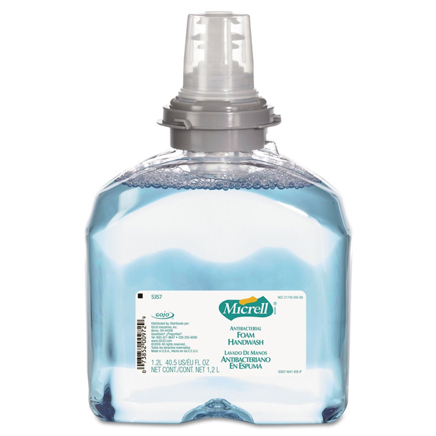 Gojo MICRELL TFX Antibacterial Foam Handwash, 1200 mL Hand Soap Refill For MICRELL TFX Touch-Free Dispenser (Pack of 2) - 5357-02
