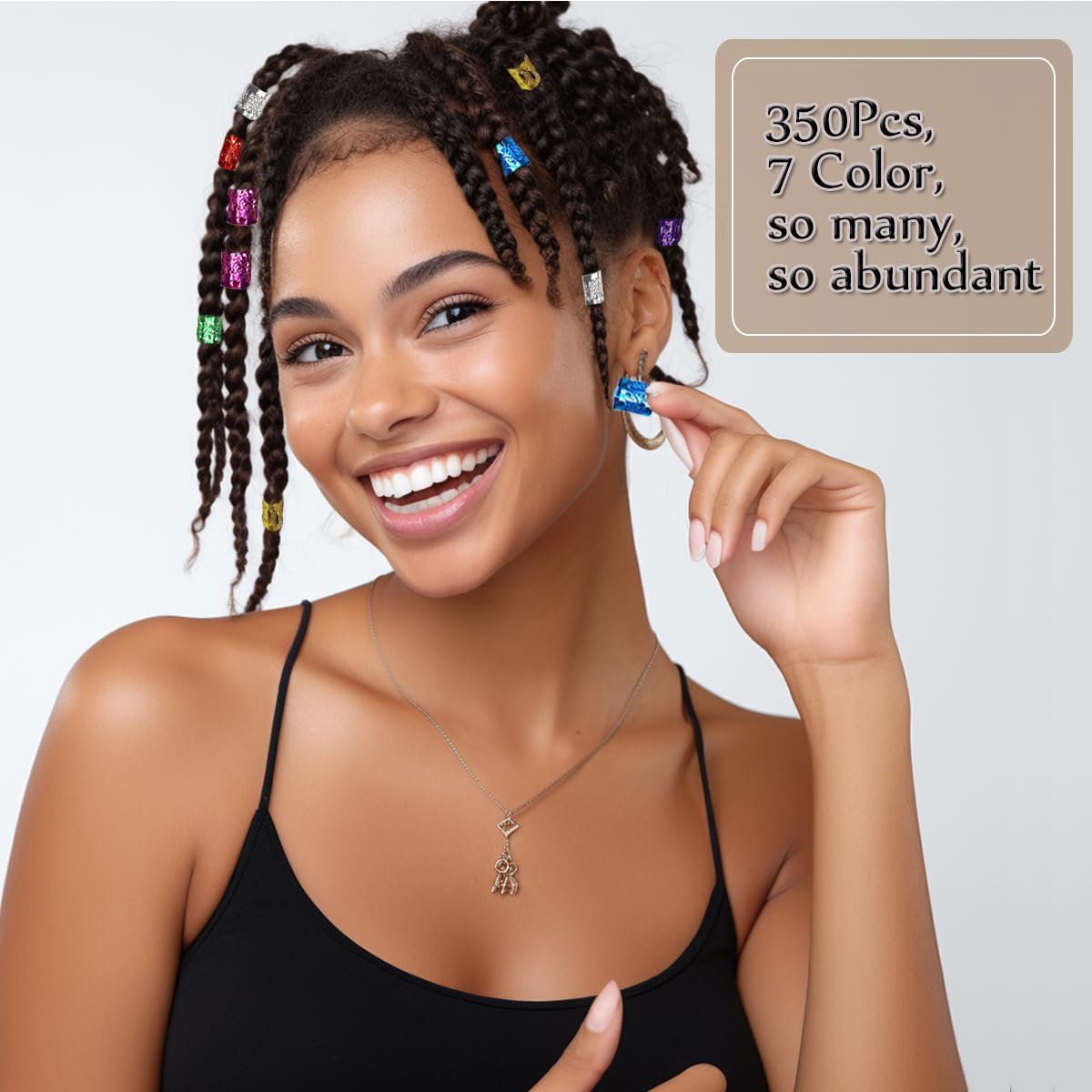 350PCS Hair Jewelry for Women Braids, DreadLock Beads Hair Decorations Aluminum Rings Clips Adjustable Metal Cuffs Braiding Hair Accessory By liliyab