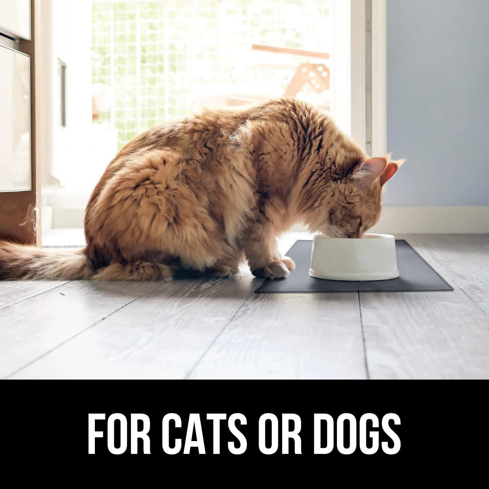 GORILLA GRIP Waterproof Silicone Pet Feeding Mat 18.5x11.5 – Raised Edge, Spill-Proof, BPA-Free Floor Protector for Dogs & Cats