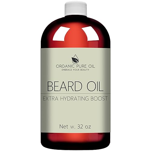 Unscented Beard Oil - Natural, Non-GMO, Facial Hair Hydrating & Conditioning Oil Blend - 32 oz - Bulk Sized, Promoting Growth and Silky Smooth Hair