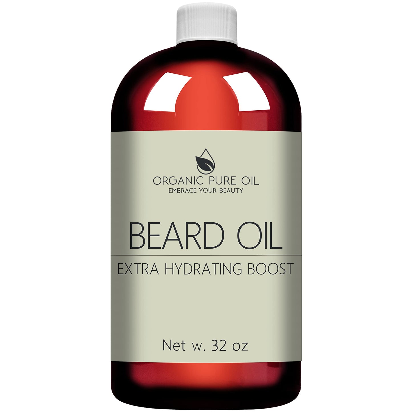 Unscented Beard Oil - Natural, Non-GMO, Facial Hair Hydrating & Conditioning Oil Blend - 32 oz - Bulk Sized, Promoting Growth and Silky Smooth Hair