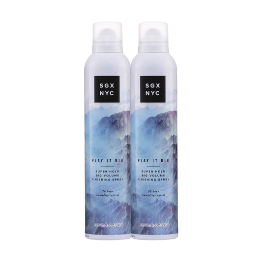 SGX NYC Play it Big Super Hold Volume Finishing Spray - Long Lasting Hair Spray with Anti Frizz Finish - Paraben Free with Coconut Oil - 2 pc