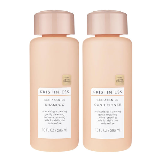 Kristin Ess Hair Extra Gentle Shampoo + Conditioner Bundle - Sensitive Skin + Scalp, Cleanses, Nourishing + Calming, Hydrating Conditioner, Vegan