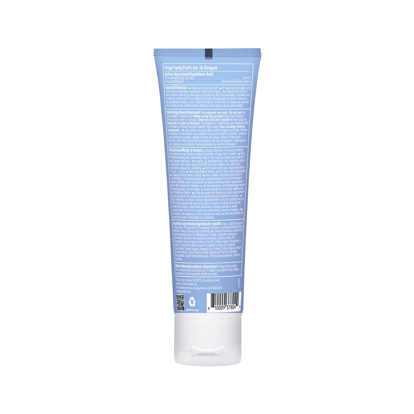 Thinksport SPF 50+ Mineral Sunscreen with Clear Zinc Oxide, 3 Fl Oz - Safe, Natural, Water Resistant, Broad Spectrum UVA/UVB Sun Screen for Sun