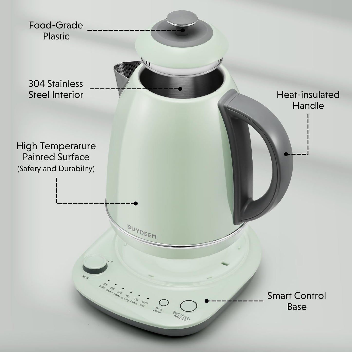 BUYDEEM K740 Electric Kettle with Temperature Control, 12H Keep Warm, Quick Boil, Stainless Steel Hot Water Boiler for Tea Coffee Milk, 1.7L, Cozy…