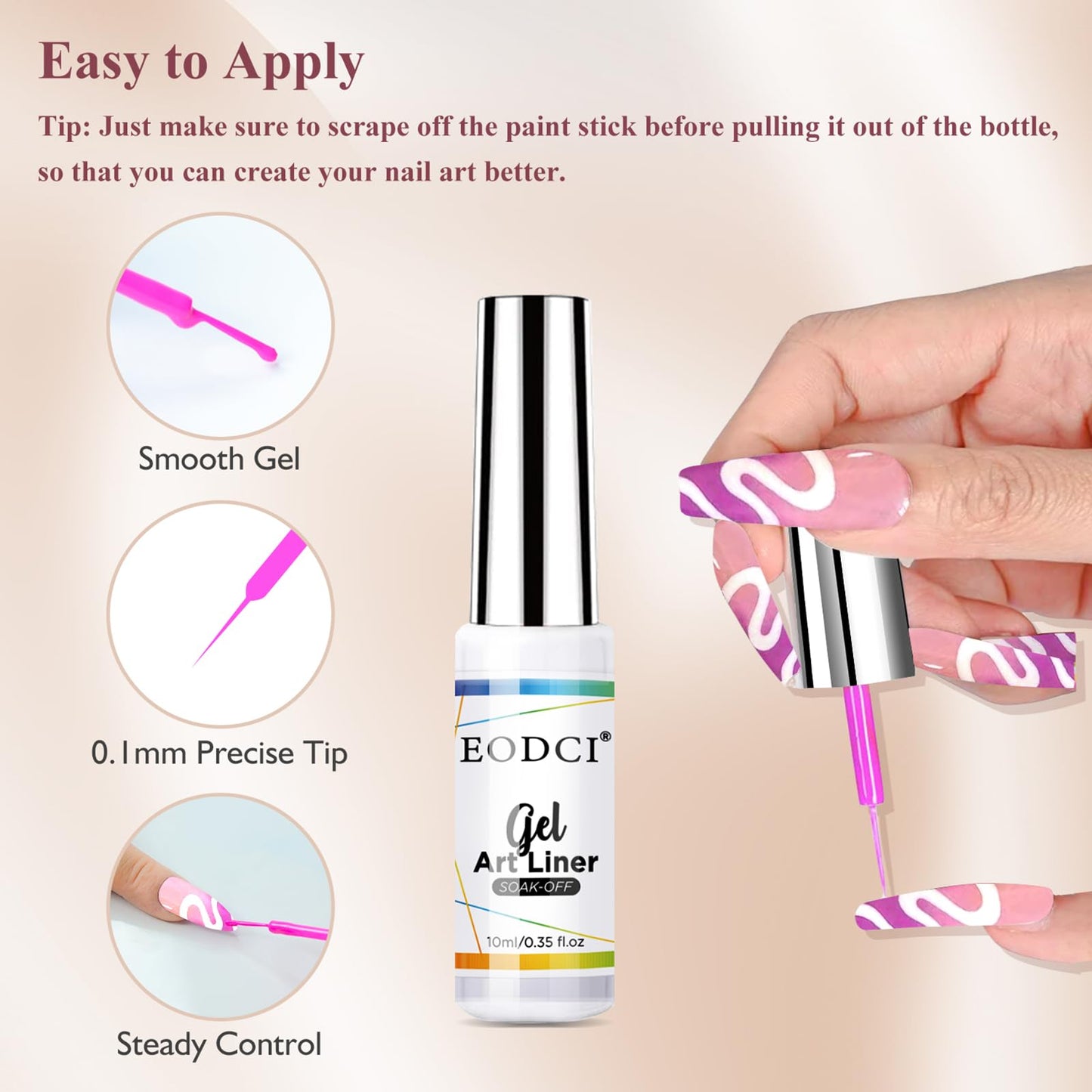 eodci Nail Art Gel Liner Set, 12 Colors Black Red Pink Yellow Green Glitter Fall Winter Gel Polish for Swirl French Tip Painting Designs Soak Off