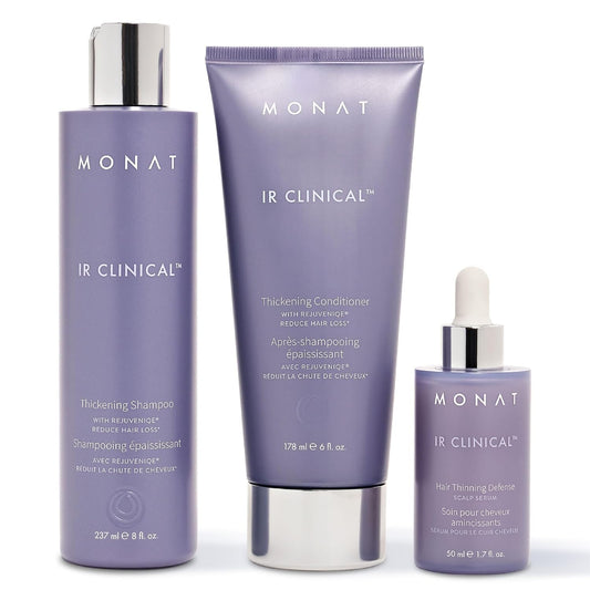 MONAT IR Clinical System - Complete Hair Care Restoration Kit with Thickening Shampoo, Conditioner & Thinning Defense Serum - Strengthens, Protects
