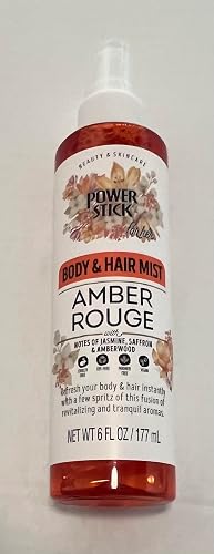 Power Stick Amber Rouge Body & Hair Mist with Jasmine, Saffron & Amberwood, 6 fl oz