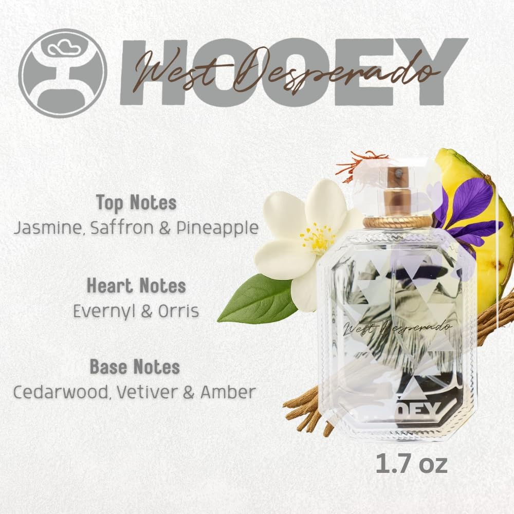 HOOEY West Desperado Women's Perfume - Long-Lasting Citrus Perfume for Women with Notes of Jasmine, Saffron, Cedarwood, Amber & More - Fresh Designer