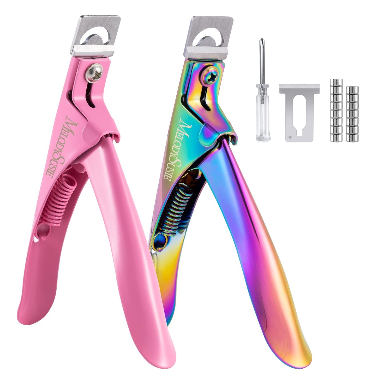 MelodySusie 2Pcs Acrylic Nail Clippers with Magnet Sizers, Professional Nail Cutters for Long Acrylic Gel Nails Tips, Adjustable Stainless Nail Beauty and Personal Care MelodySusie Default Title