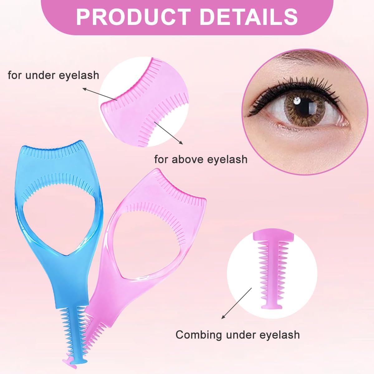 3PCS Random Color Plastic Makeup Upper Lower Eye Lash Mascara Applicator Guard With Comb Eyelashes Curlers Applicators For Women Girls